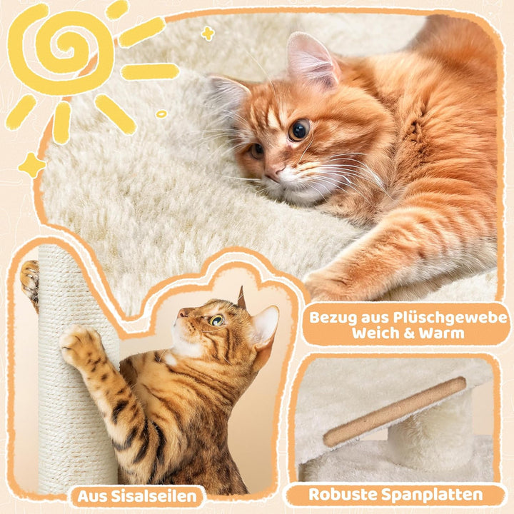 Yaheetech Kratzbaum 87 cm Katzenbaum Kletterbaum, mit Aussichtsplattform Liegemulde Katzenhöhle Sisa