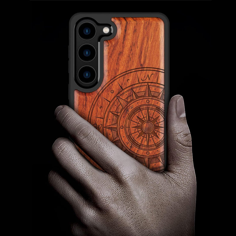 Carveit Holz Handyhülle für Galaxy S23 Cover [Einzigartiges Design Case] Stossstange hülle Kompatibe