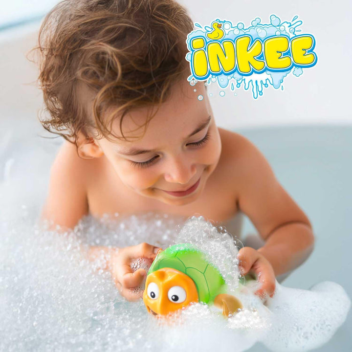 INKEE Toys Wind-Up 4er Pack - 4 Stück aufziehbare Badespielzeuge 1x Schildkröte 1x Krabbe 1x Clownfi