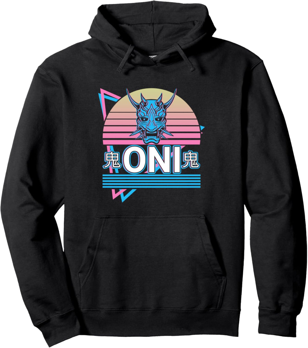 Oni Mask Yokai Devil Maske Pullover Hoodie