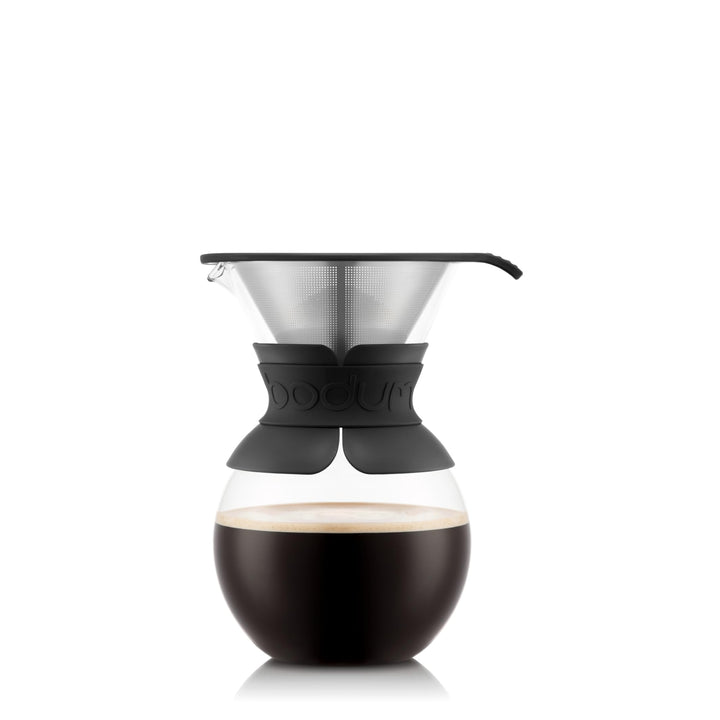 Bodum Pour Over Kaffeebereiter mit Permanentfilter Kurze Tülle 1 L 34 Oz 34oz Schwarzes Band, 34oz S
