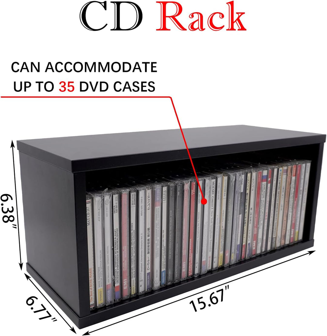 MayRecords CD-Aufbewahrungsregal, stapelbar, für 35 CDs für Medien-Regal, Aufbewahrung und Organisat