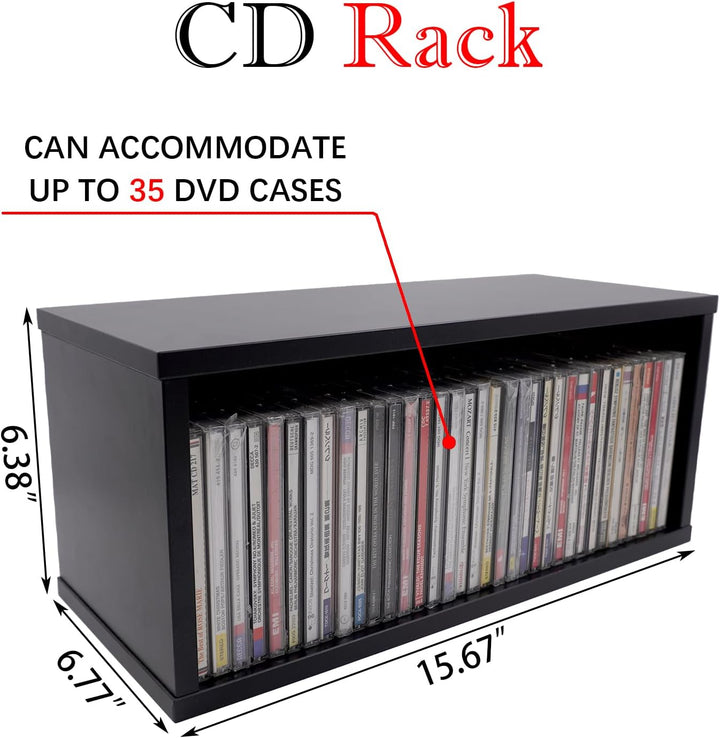MayRecords CD-Aufbewahrungsregal, stapelbar, für 35 CDs für Medien-Regal, Aufbewahrung und Organisat