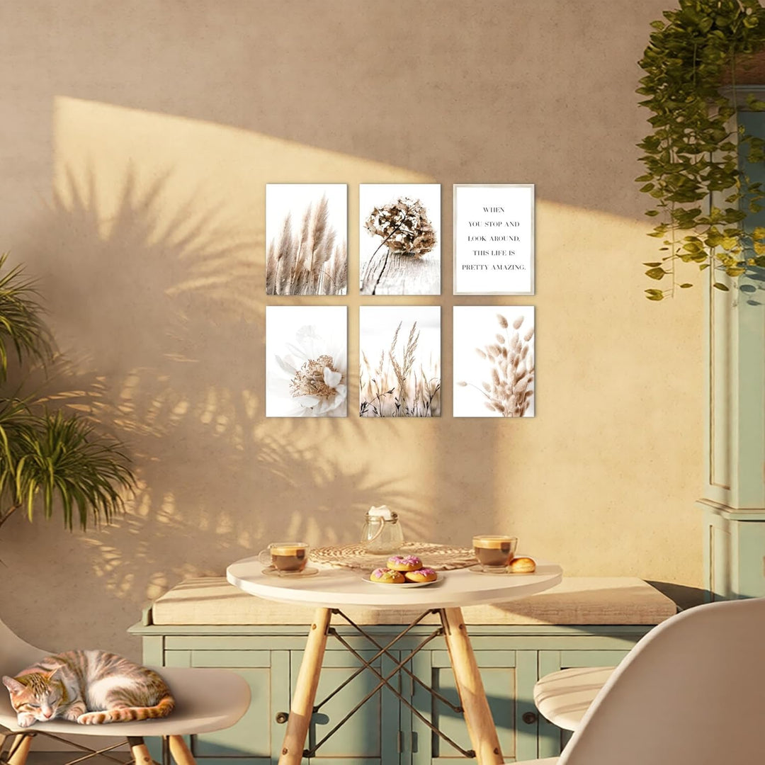 Novart Wandbilder Set - KOMPLETT AUFHÄNGFERTIG - Made in Germany - Moderne Bilder Boho Wohnzimmer Sc