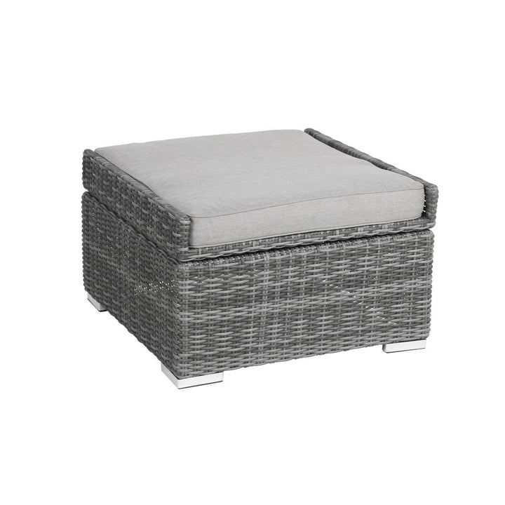 greemotion Hocker Bari mit Tablettfunktion anthrazit, inlusive Auflage in Grau, Halbrundgeflecht aus