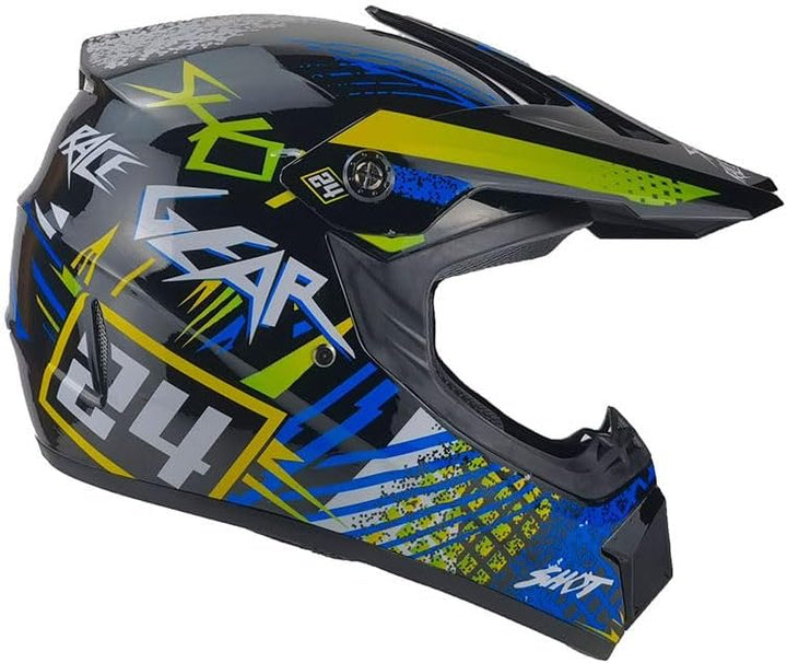 Kinder Crosshelm Hot-Shot – Motorradhelm für Kinder, ABS-Schale, robuster Kinderhelm für Downhill, Q