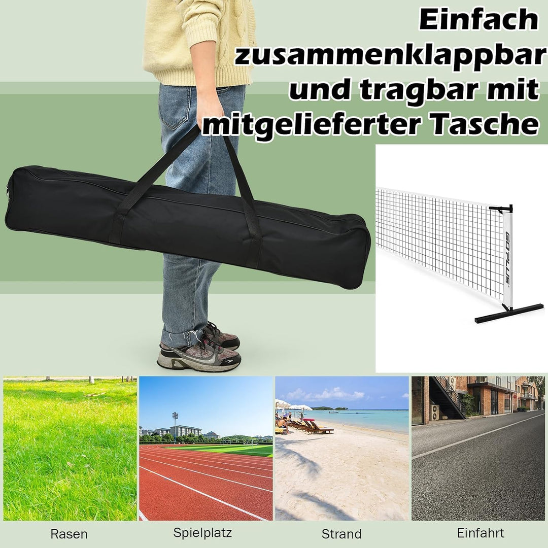 FANTASK 670 x 92cm tragbares Tennisnetz, Pickleball-Netz in offizieller Grösse mit Metallrahmen &amp; Tr
