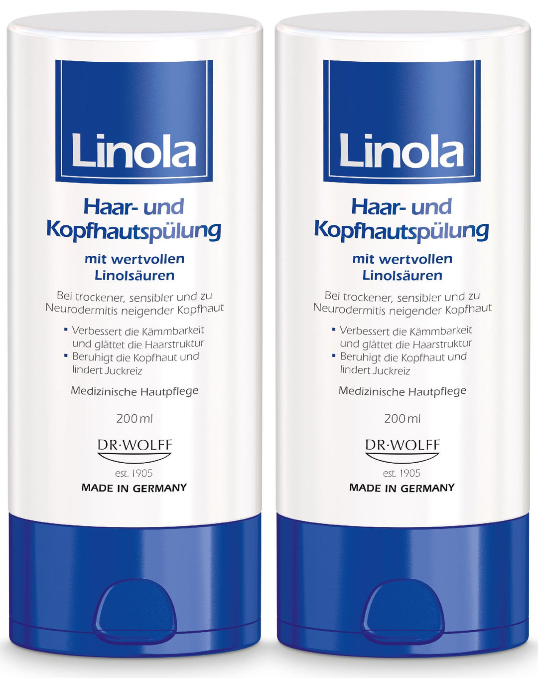 Linola Haar- und Kopfhautspülung - 2 x 200 ml | Spülung für trockene und empfindliche Kopfhaut | lin