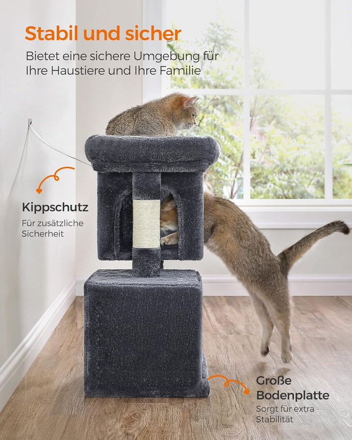 Feandrea Kratzbaum klein, 67 cm Katzenbaum, Katzenhaus für Kätzchen bis zu 3 kg, grosse Plattform, S