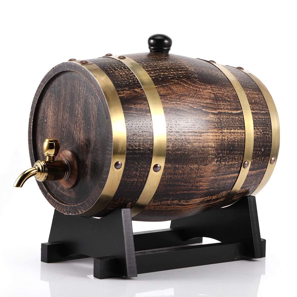 3L Weinfass Fass Wein Eichenfass 30 x 19 x 25 cm Retro Style Eiche Wein Holzfass mit Bock Stopfen Za