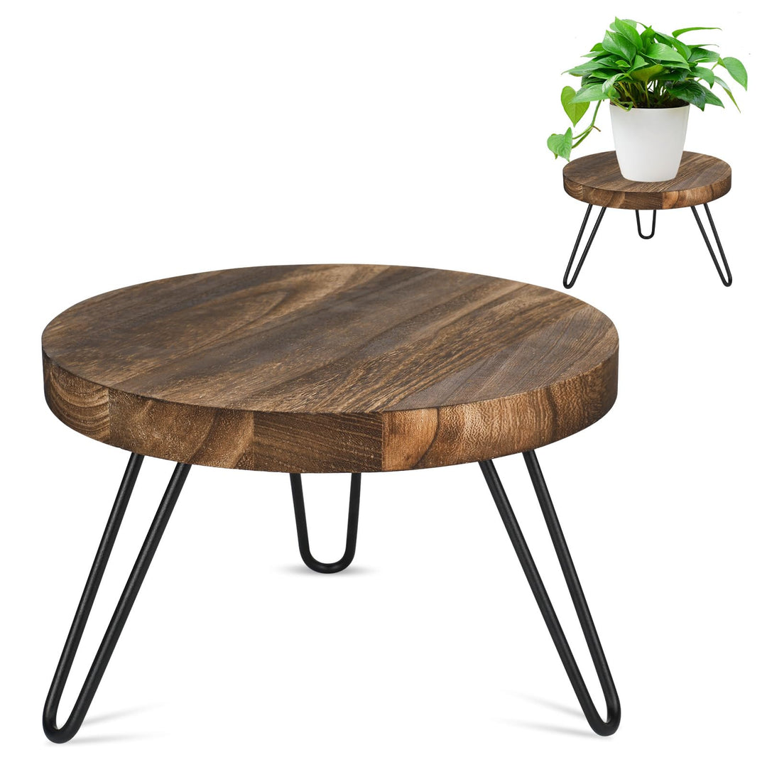 Pflanzenständer Holz, Blumenständer Holz Rund, Hohe Belastung Blumenhocker mit 3 Beinen, Pflanzenhoc