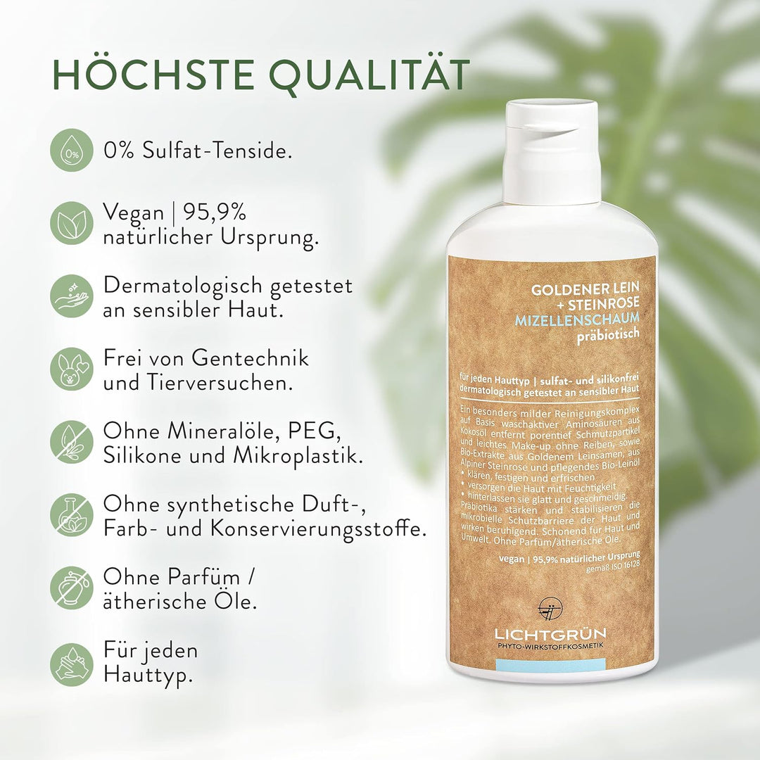 Mizellenschaum 150 ml &amp; Feuchtigkeitscreme 50 ml Set Basics Gesicht LICHTGRÜN® - Mizellen Gesichtsre