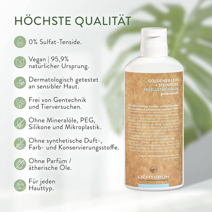 Mizellenschaum 150 ml &amp; Feuchtigkeitscreme 50 ml Set Basics Gesicht LICHTGRÜN® - Mizellen Gesichtsre