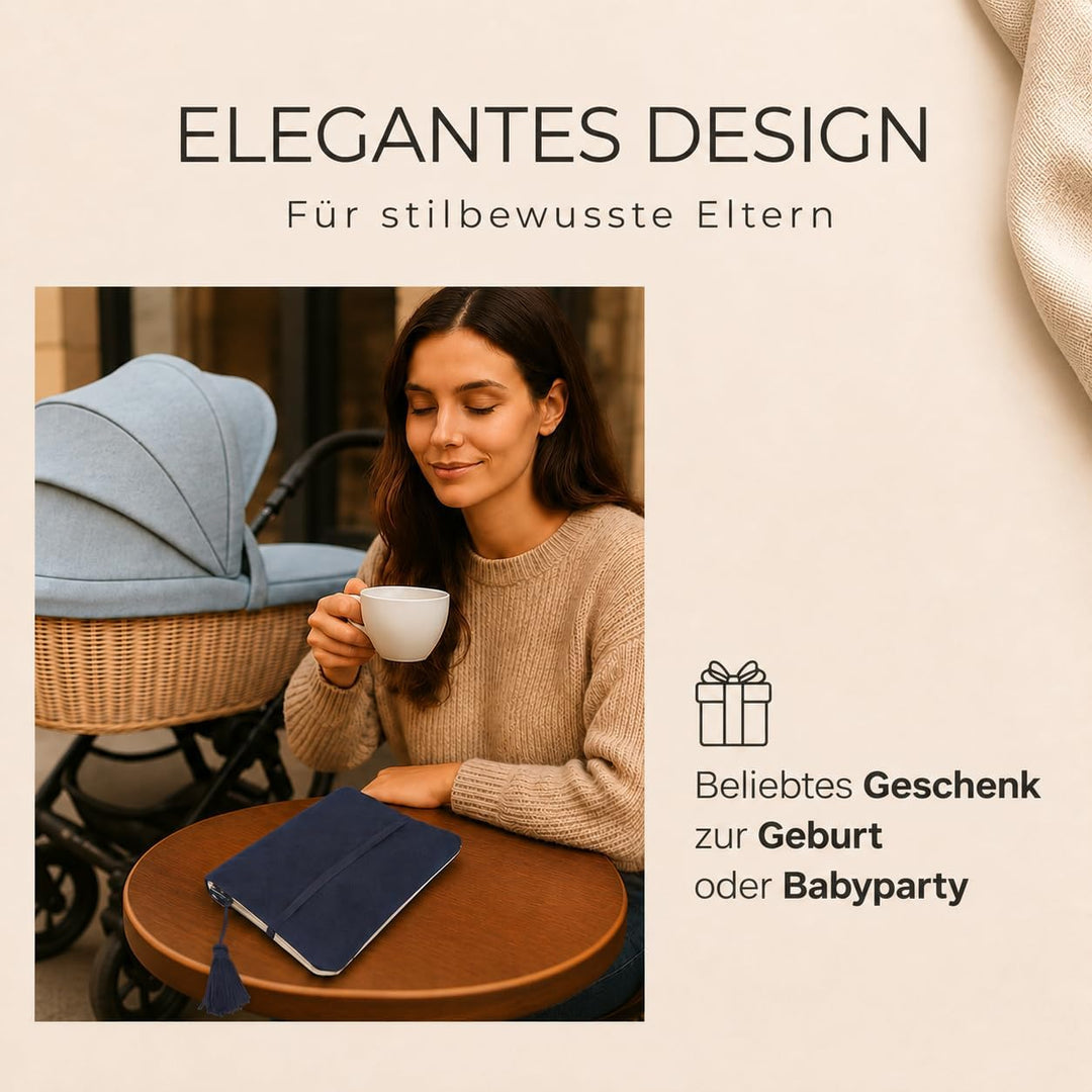 Karolini® Windeltasche Organizer Dunkelblau für unterwegs – kompakte Wickeltasche aus Cord (Bio Baum