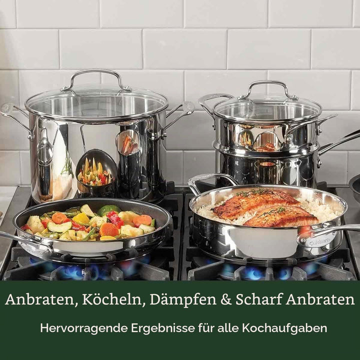 Cuisinart Chef’s Classic™ Edelstahl-Kochgeschirr-Set | 11-teilig: Stielkasserollen, Bratpfannen, Sup