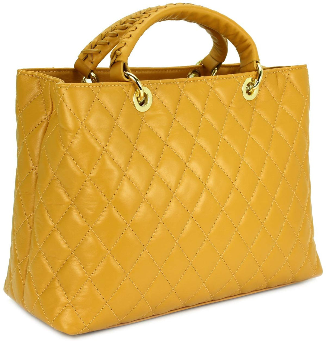 Belli edle italienische Echt Nappa Leder Damentasche Henkeltasche Umhängetasche gesteppt - 34x25x17