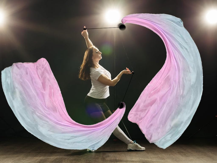 1 Paar BäLle FüR Bauchtanz,Schal werfen Ball,Poi-Streamer-Wurfball,Bauchtanz-Poi-Luftschlangen Seide