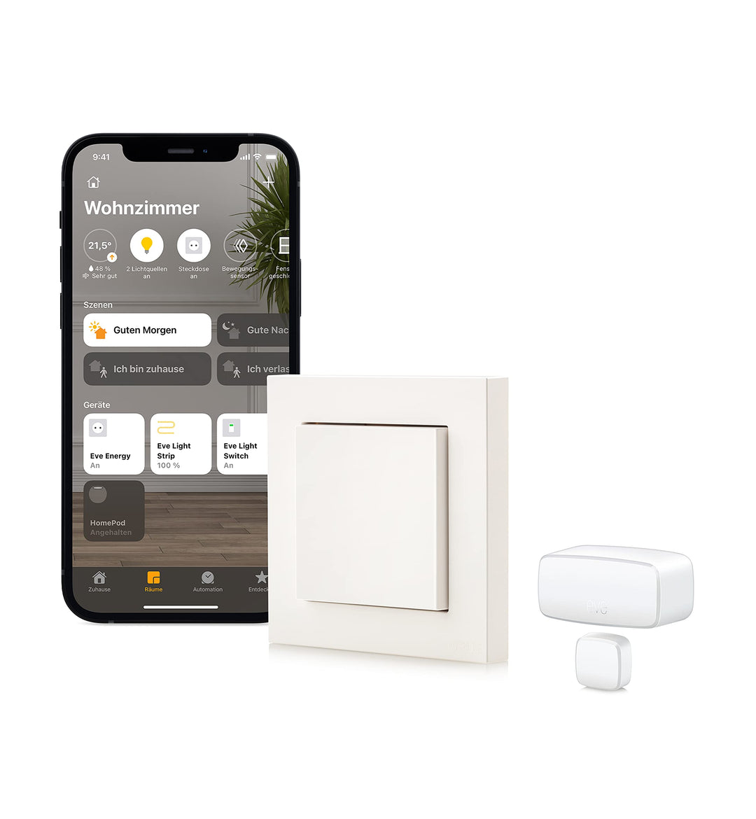 Eve Thread Starter Kit Lichtsteuerung (Eve Light Switch + Eve Door & Window), Weiss Set Smarte Licht