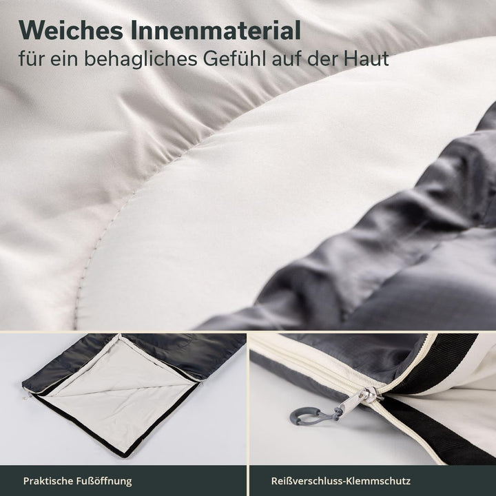 Skandika Deckenschlafsack Skye | Schlafsack 3 Jahreszeiten, mit Kissen, koppelbar, 220 x 75 cm, 250g
