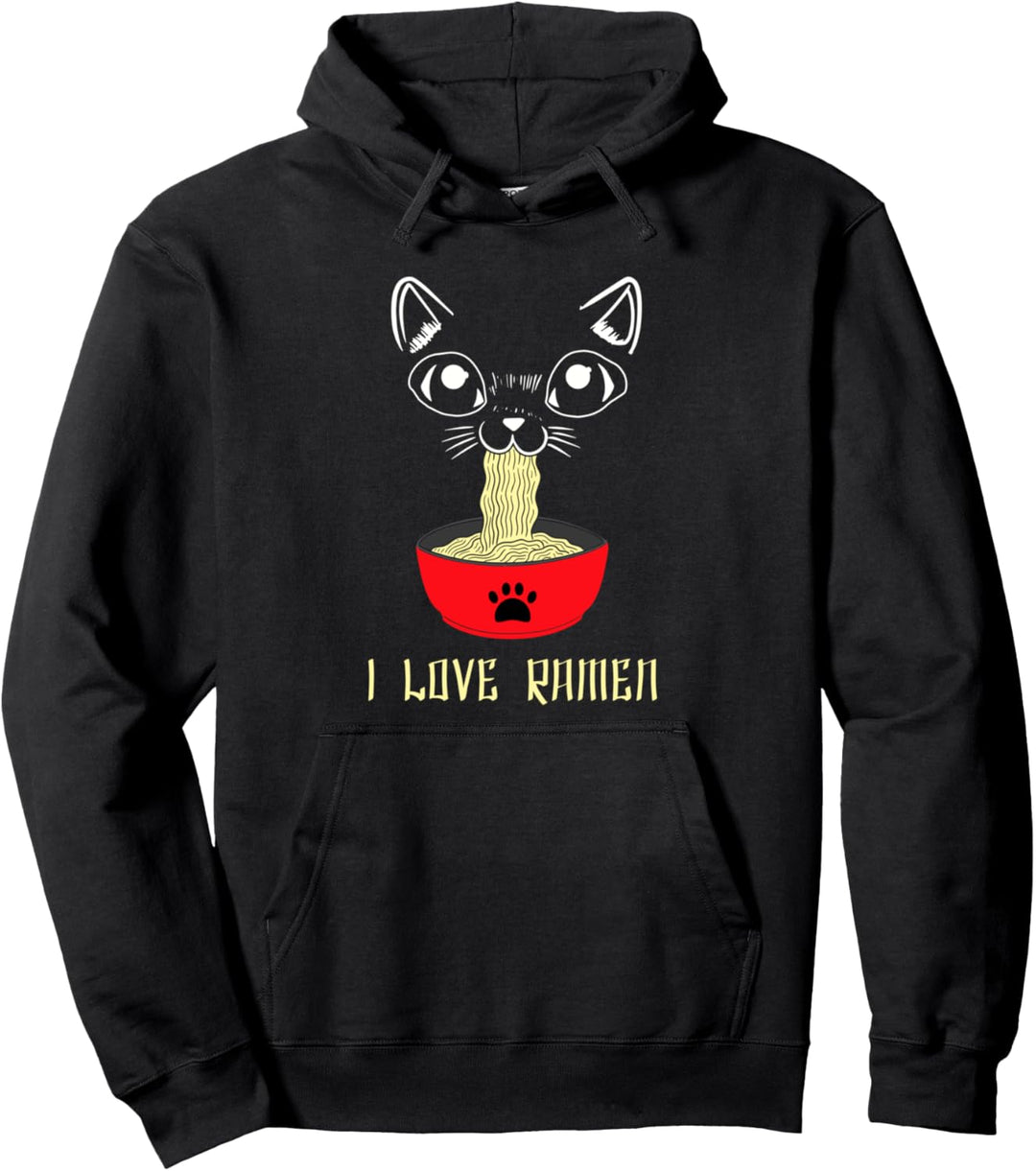 Kawaii Japanisches Anime Katze I love Ramen Nudel Geschenk Pullover Hoodie