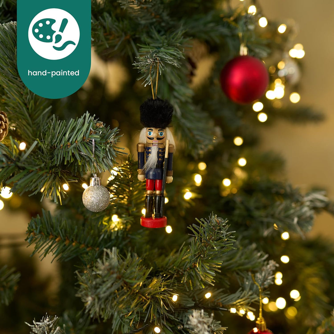 THE TWIDDLERS 6 Traditionelle Weihnachts Nussknacker aus Holz, 13cm - Christbaumschmuck Weihnachtssc