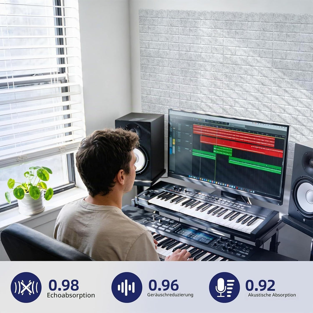 Vieshful Selbstklebende Akustikpaneele für Homeoffice, Musikzimmer, Schlafzimmer &amp; Wohnzimmer – 20 S