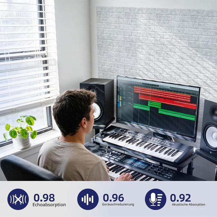 Vieshful Selbstklebende Akustikpaneele für Homeoffice, Musikzimmer, Schlafzimmer &amp; Wohnzimmer – 20 S