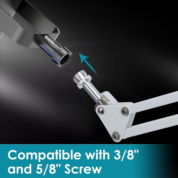 FIFINE AM8 Mikrofonarm Weiss - Boom Arm Mikrofon Schwenkarmständer kompatibel mit FIFINE Recording X