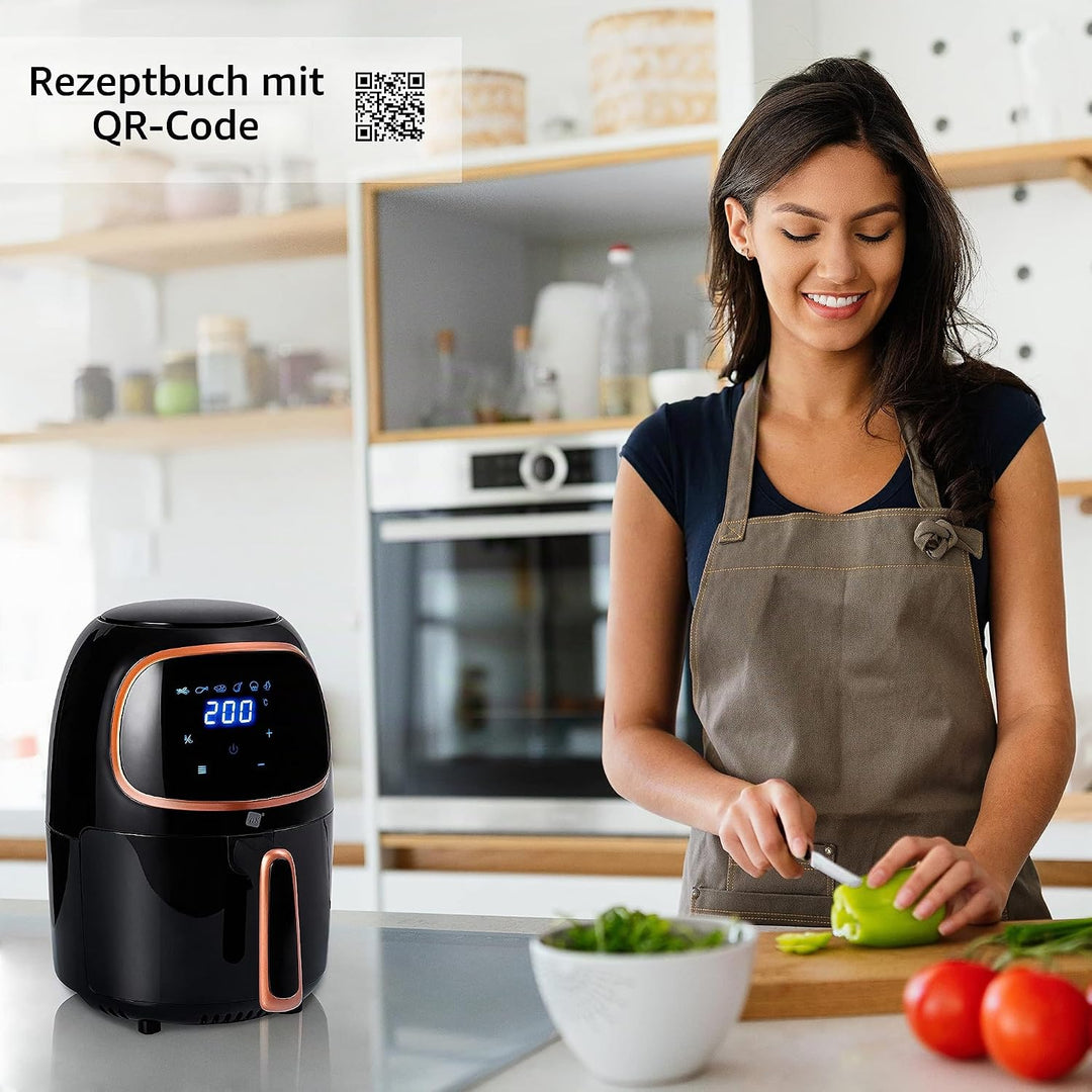 NK Heissluftfritteuse digitale Fritteuse 2L - Heissluftfritteuse, einfach zu bedienen, 6 Programme,