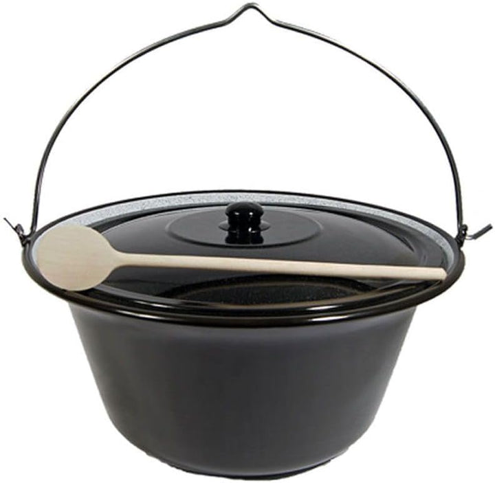 troph-e-shop Set Ungarischer Gulaschkessel 4 Liter Suppentopf Emaille + Deckel + Kochlöffel