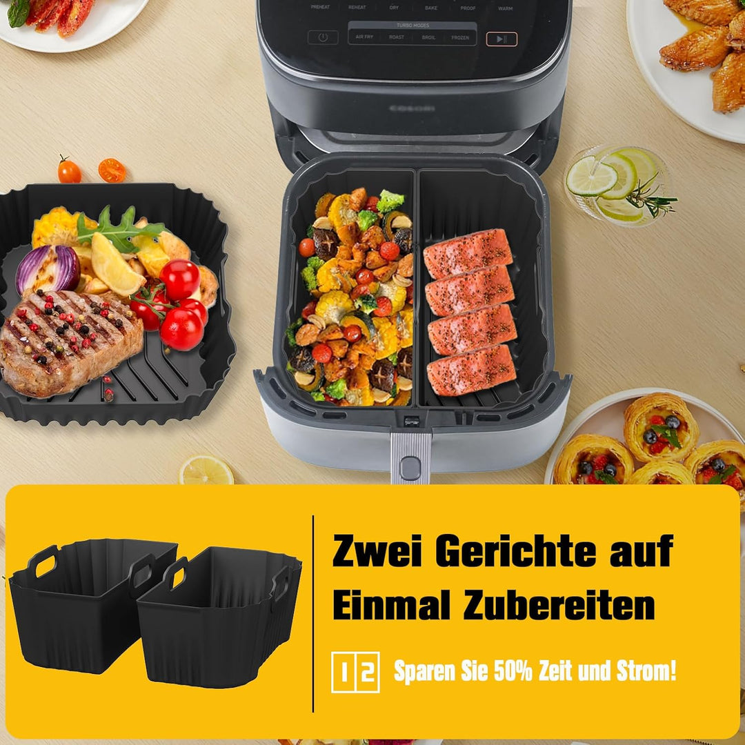 Airfryer Silikonform für Cosori Turboblaze 5,5L/5,7L/6L/6,2L/6,4L, 3 Stk Silikoneinsatz Heissluftfri