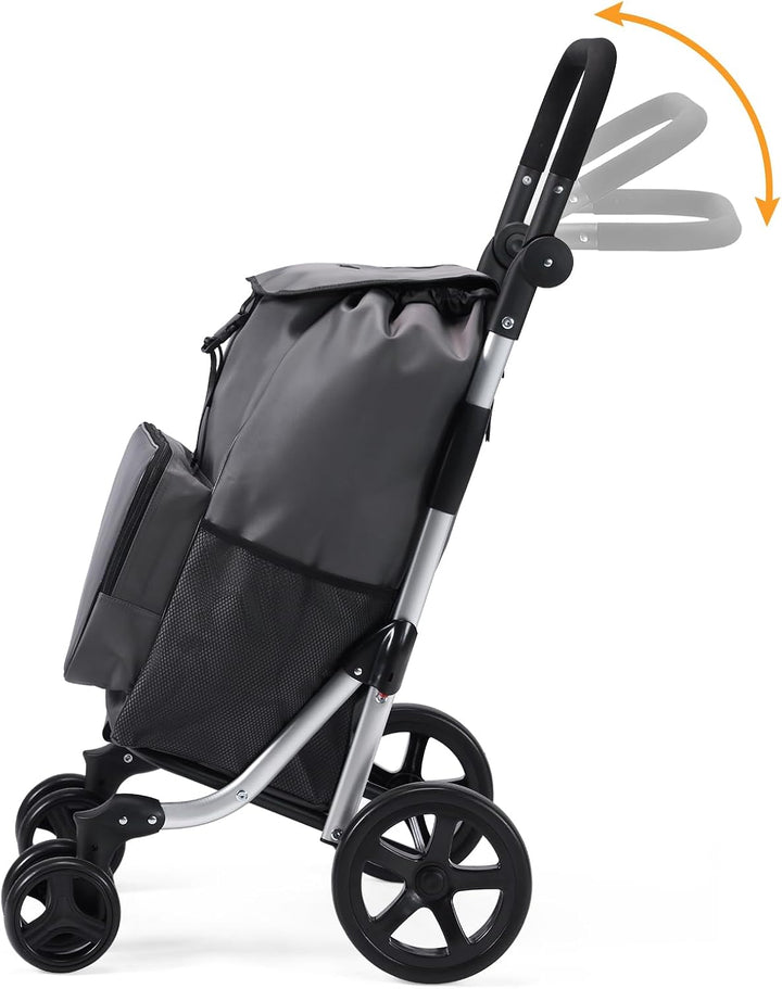 Packaway Einkaufstrolley mit 4 Rädern – Deluxe Einkaufswagen mit Kühlfach &amp; verstellbarem Griff – 60