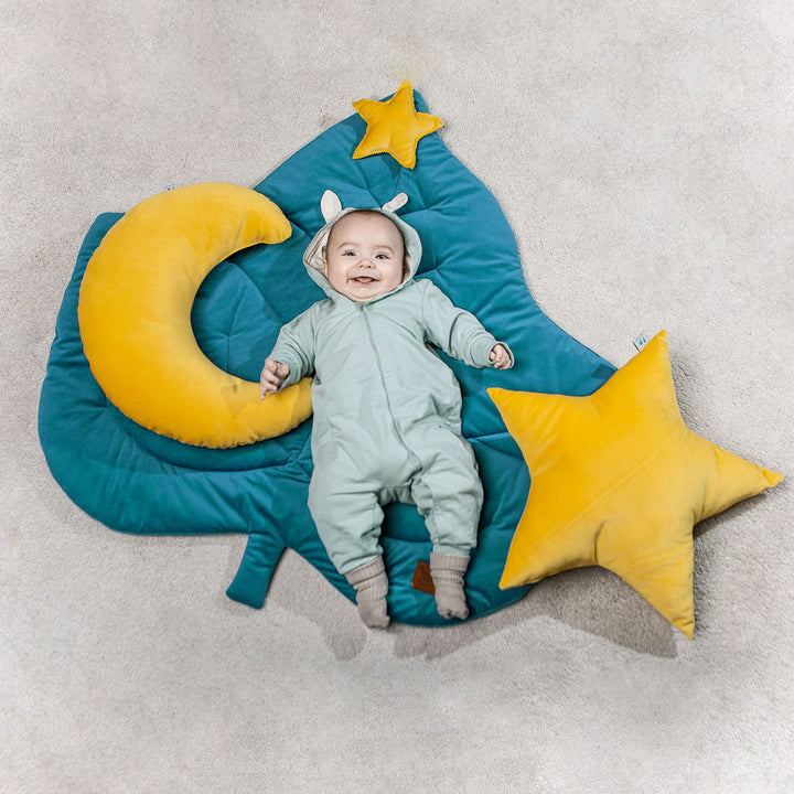 Krabbelmatte Baby Spielmatte Baby Schadstofffrei 100×90 cm - Blatt Krabbeldecke Spielmatte Kinder Ve