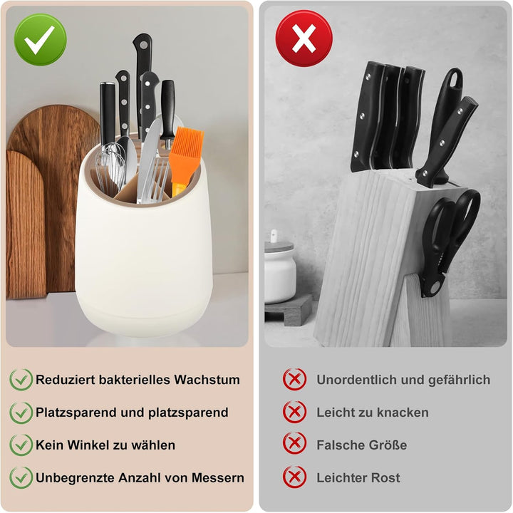 Universal Messerblock ohne Messer Drehbar Küchencontainer Utensilienhalter für Küchentheke 22 x 17.5