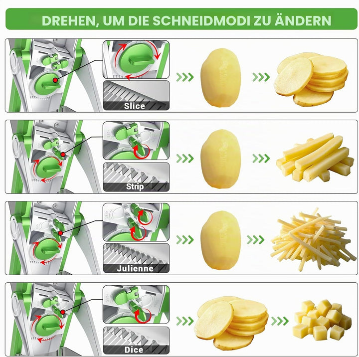 SupMakin Gemüseschneider, Once for All Verstellbar Gemüsehobel Genius Mandoline Vegetable Slicer Kar