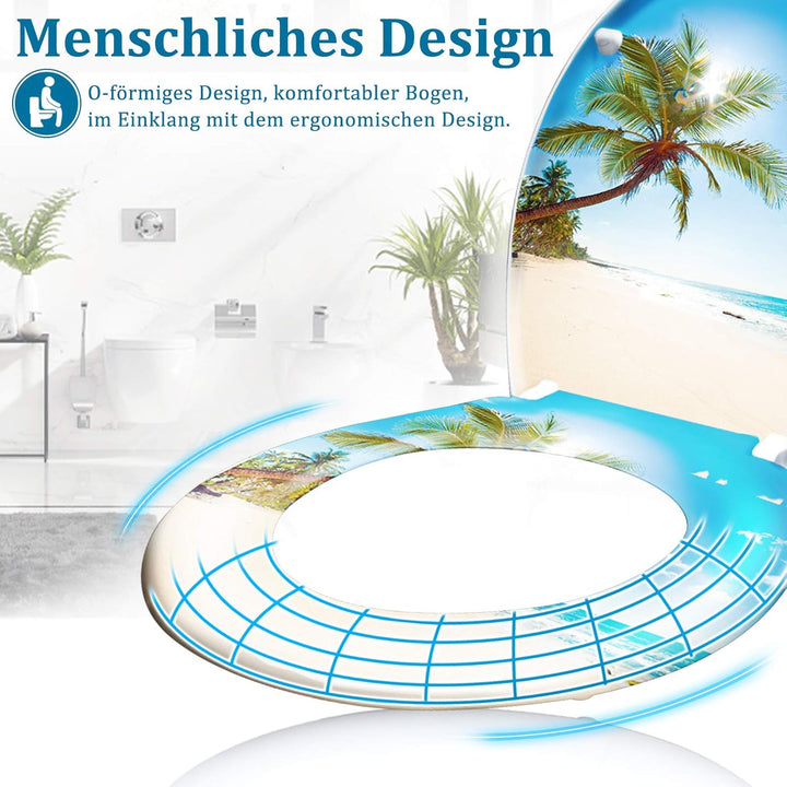 WC Sitz Toilettendeckel Absenkautomatik mit Absenkautomatik/Softclose, Universal Grösse Toilettensit