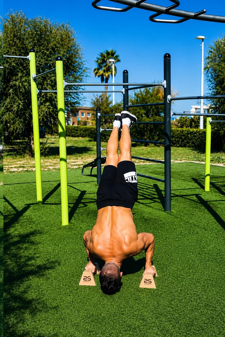 RS SPORT Calisthenics, Parallele aus Holz, niedrige Paralletten, Paralleline, Calisthenics, Push Up