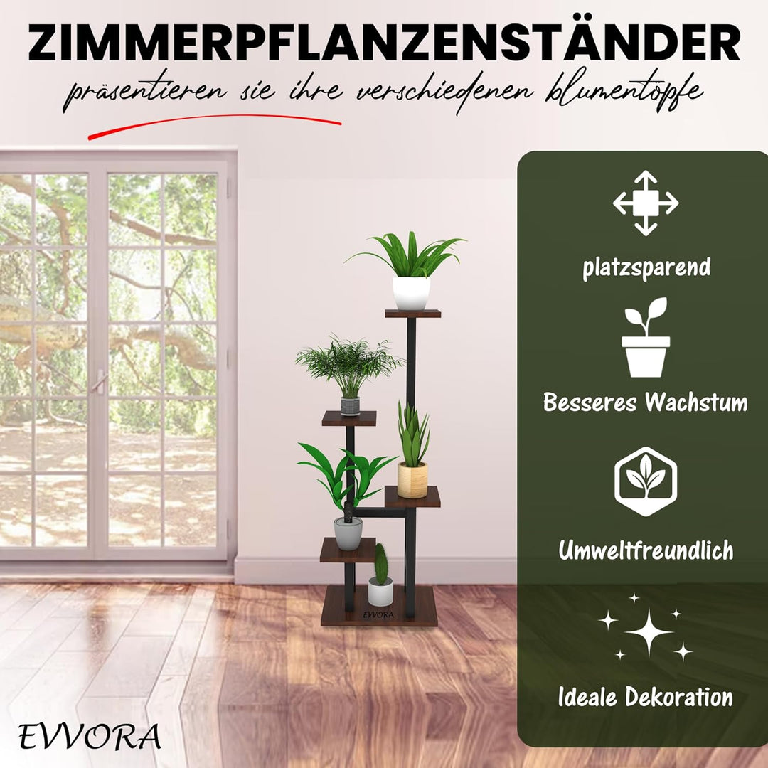Blumenständer metall - Pflanzenregal Holz - Pflanzenständer mit Werkzeuge als Geschenk -Blumentreppe