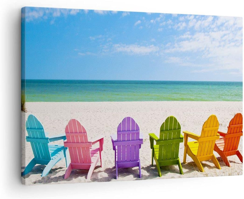 Bilder auf Leinwand Sunbed ufer florida Sommer Leinwandbild 70x50cm Wandbilder Dekoration Wohnzimmer