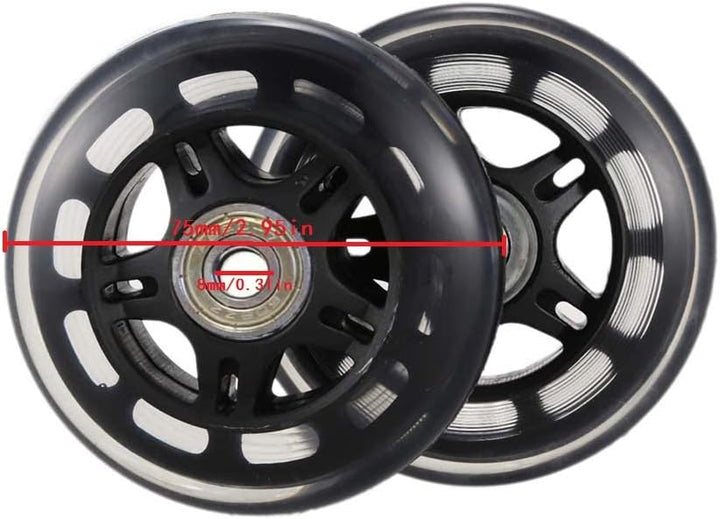 LOTOWELZON 2 x Ersatzräder für Gepäckkoffer, 50/64/70/75/84/90 mm Gummi-Inline-Rollschuhe mit 8 mm A
