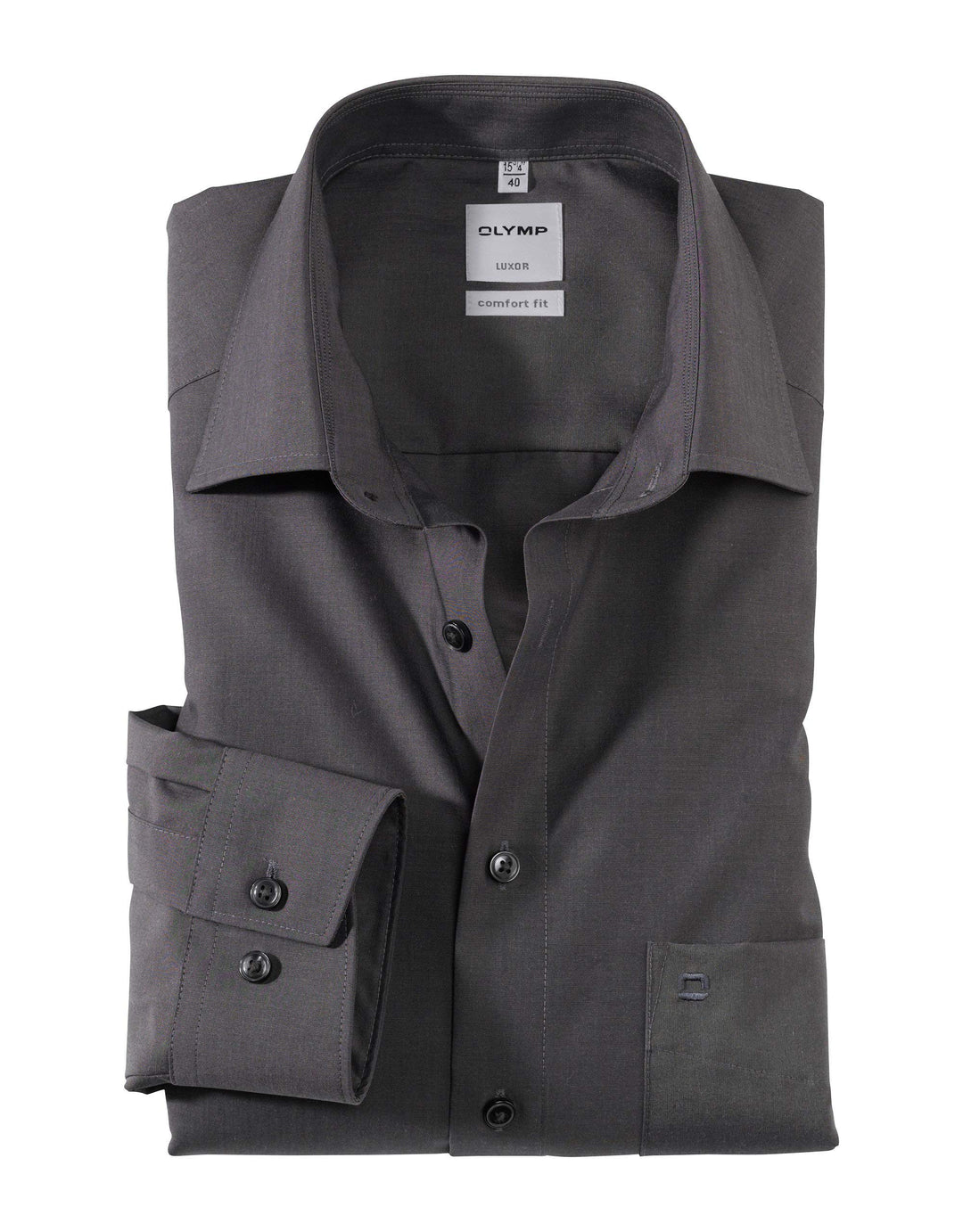 OLYMP Luxor Comfort fit Hemd Langarm New Kent Kragen Chambray Flieder 42 Anthrazit, 42 Anthrazit