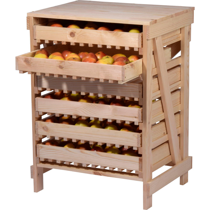 dobar® Green Label 29024FSCe Apfelstiege mit 6 Schubladen | Obsthorde aus Massivholz | Vorratsregal
