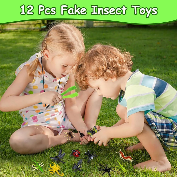 Entdecker Set für Kinder ab 4, 17 Stück Forscherset für Kinder, Insektenbox mit Drehbar Lupe, Kinder