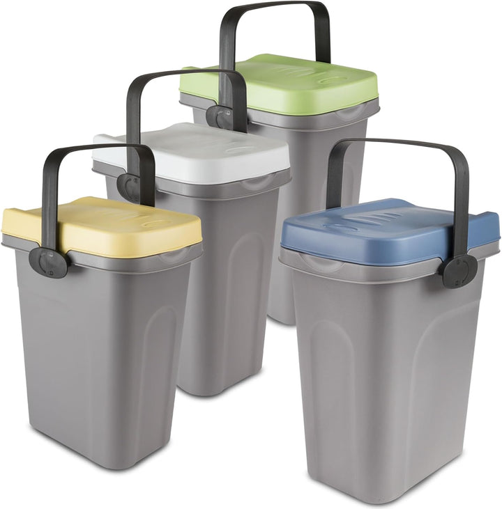 4x 7 Liter Windeleimer Geruchsdicht Blau Gelb Grün Weiss, Biomülleimer Küche, Bio Mülleimer Klein ve