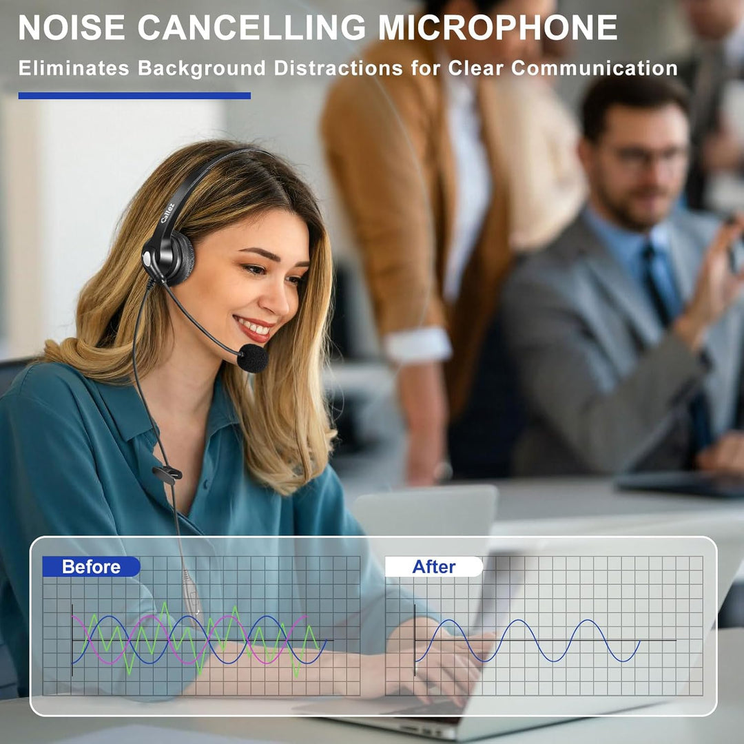 3,5mm Klinke Headset Handy mit Mikrofon Noise Cancelling, USB-C PC Headset mit Kabel für Laptop Mac