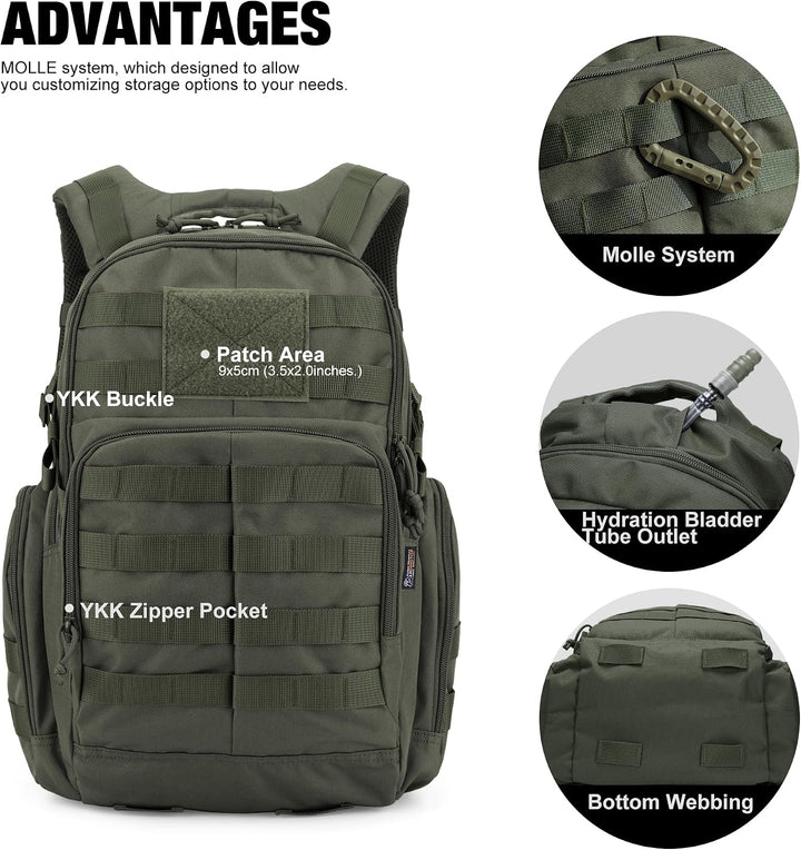 Mardingtop 25L/40L Taktischer Rucksack Herren Wanderrucksack mit MOLLE-System Militär Rucksack, Tact