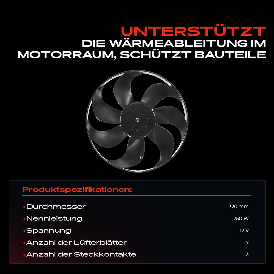 Kühlerlüfter Motorkühlung Lüfter für Galaxy WGR Alhambra Arosa 6H Lupo Polo 6N1 6N2 6KV2 6KV5 S-h-a-