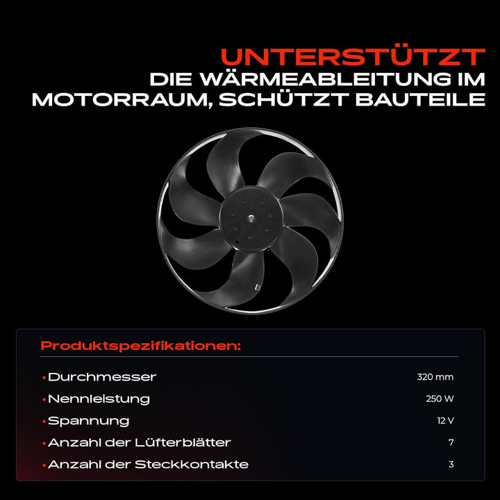 Kühlerlüfter Motorkühlung Lüfter für Galaxy WGR Alhambra Arosa 6H Lupo Polo 6N1 6N2 6KV2 6KV5 S-h-a-