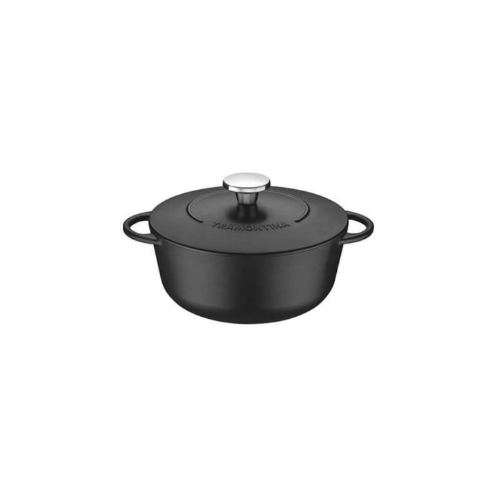 Tramontina Trento Bräter, Schmortopf aus Gusseisen, 24 cm, 4 Liter, Schwarz, 24 cm