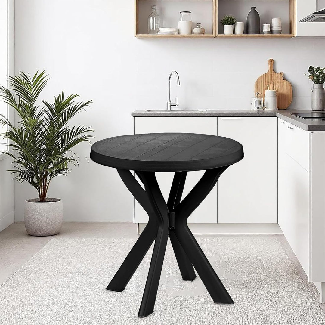 Spetebo Kunststoff Gartentisch rund - 70 cm - Campingtisch im klassischen Design - Balkontisch Terra